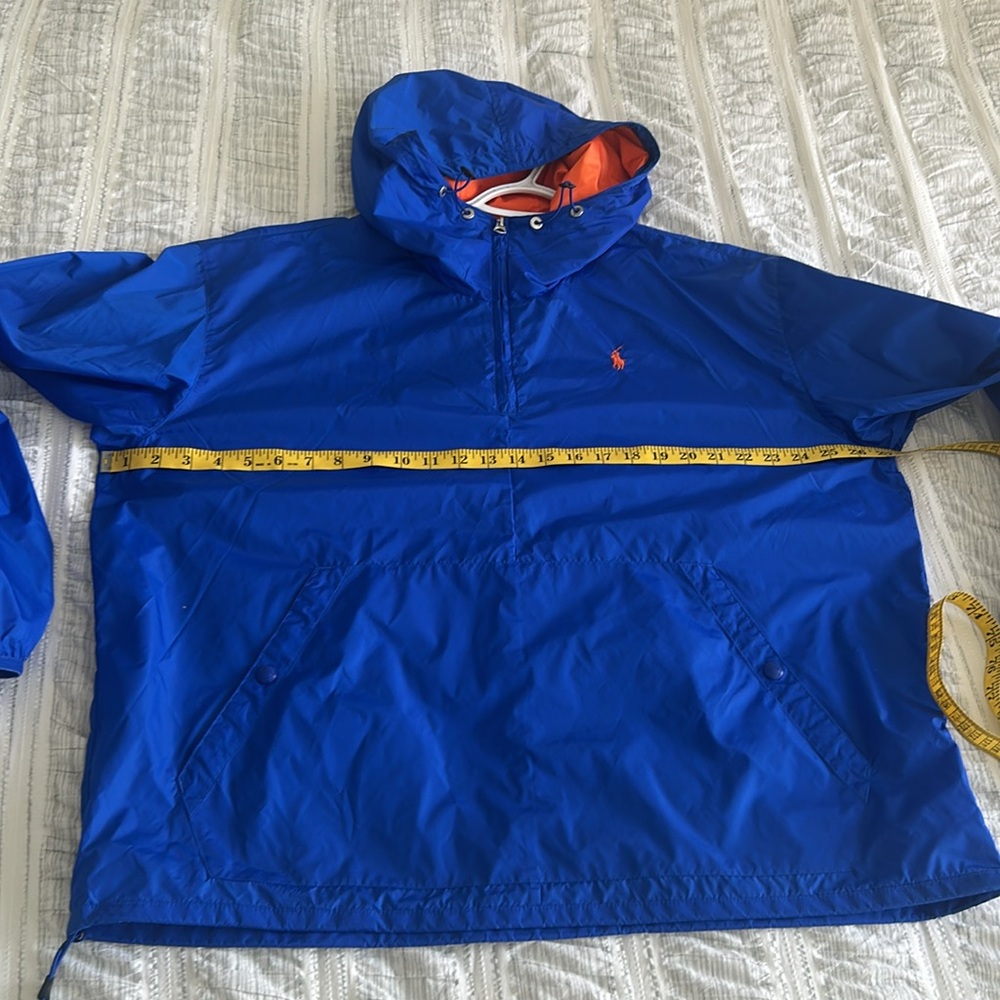 Mens Polo Ralph Lauren Quarter Zip Windbreaker Blue Orange - Picture 7 of 9